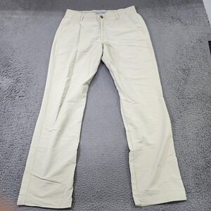 Pants Mens 32x32 Beige Chino Flat Front Straight Leg Casual Pockets Travel